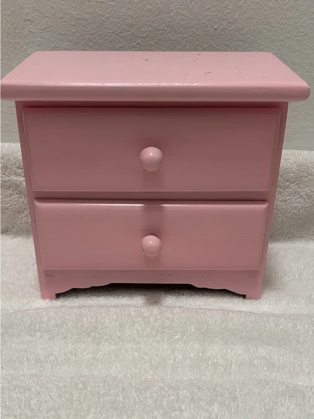 Pink Wooden 2-Drawer Jewelry Chest